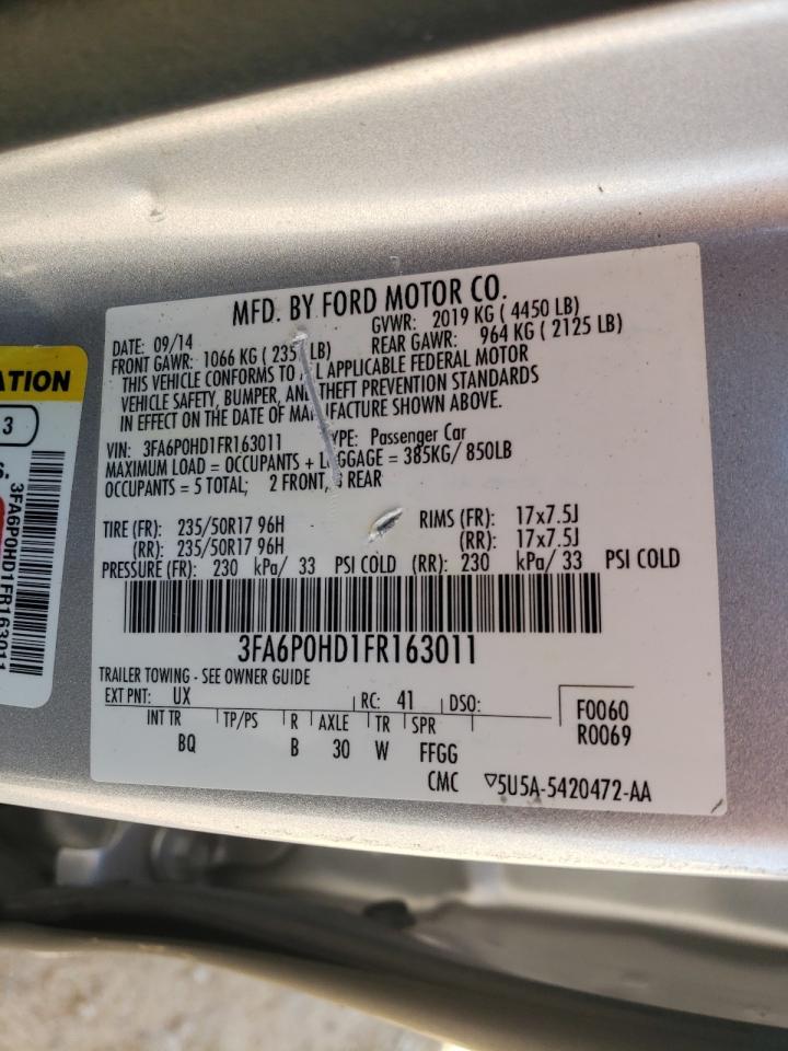 Photo 10 from auction – 2015 FORD FUSION SE with VIN 3FA6P0HD1FR163011