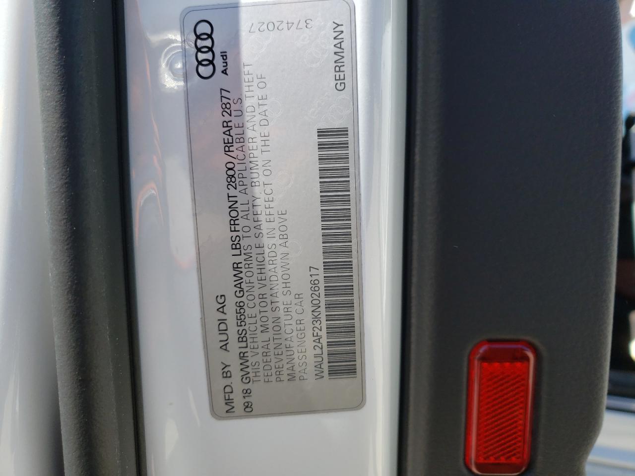 Photo 10 from auction – 2019 AUDI A6 PREMIUM with VIN WAUL2AF23KN026617