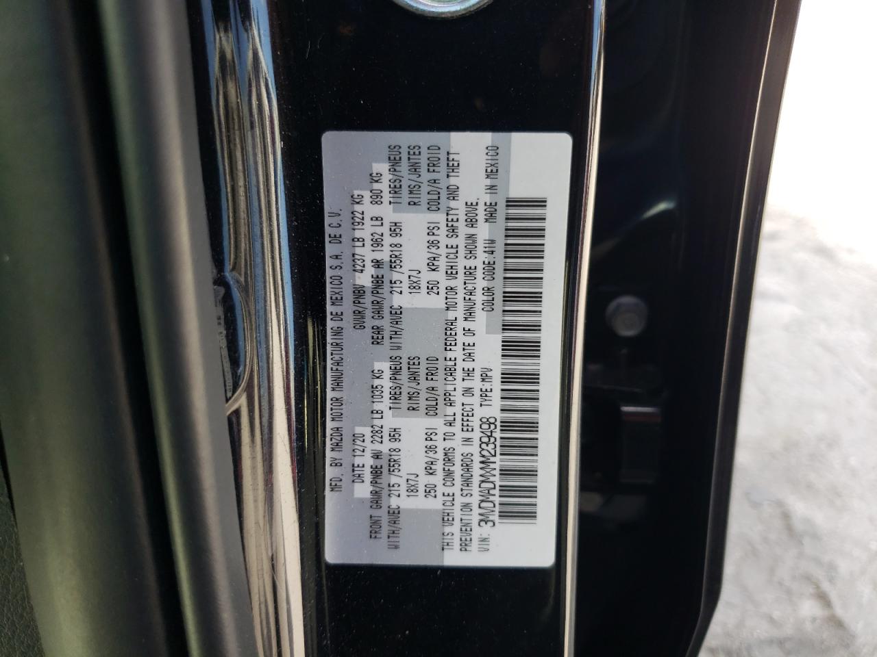 Photo 10 from auction – 2021 MAZDA CX-30 PREM with VIN 3MVDMADMXMM239498