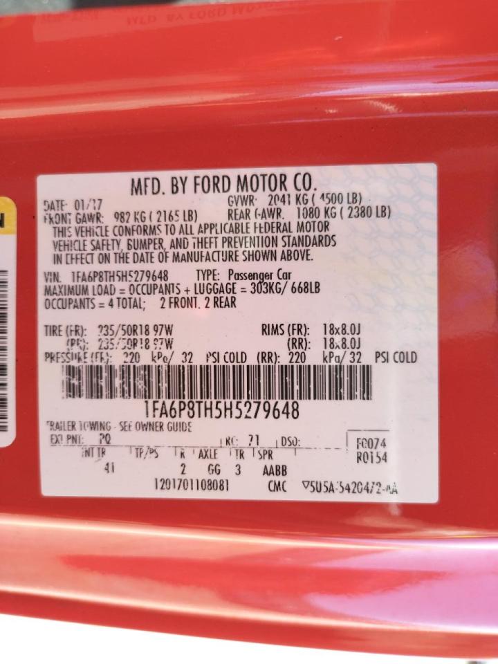 Photo 10 from auction – 2017 FORD MUSTANG with VIN 1FA6P8TH5H5279648