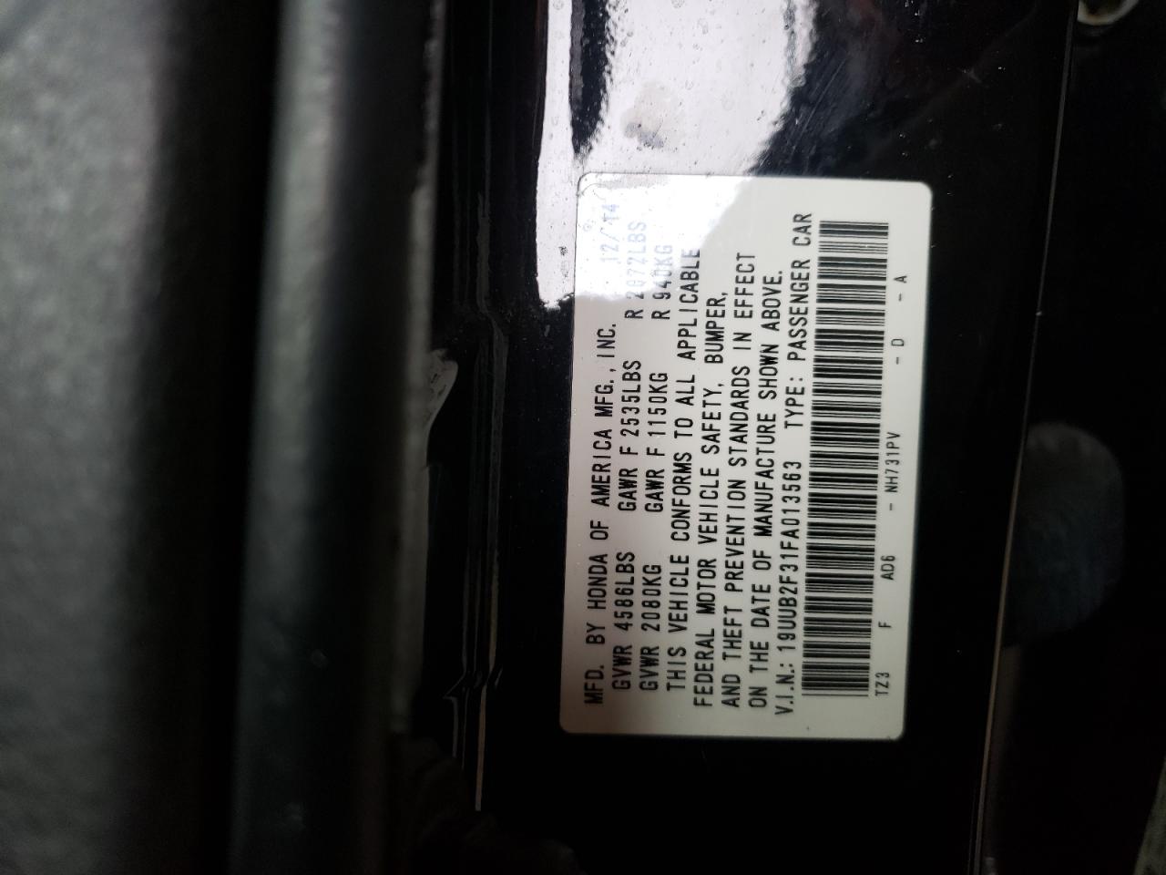 Photo 10 from auction – 2015 ACURA TLX with VIN 19UUB2F31FA013563