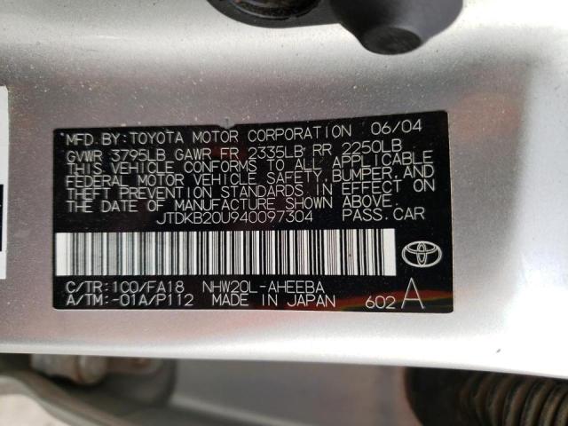 Photo 10 from auction – 2004 TOYOTA PRIUS with VIN JTDKB20U940097304