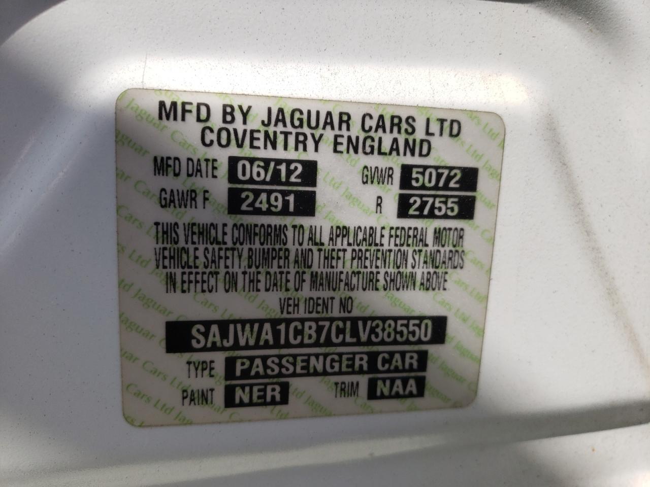 Photo 10 from auction – 2012 JAGUAR XJ with VIN SAJWA1CB7CLV38550