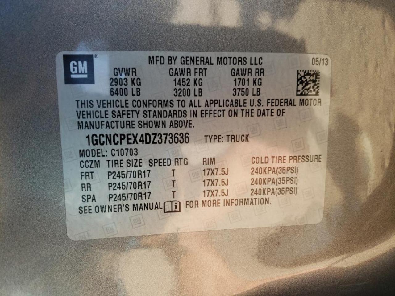 Photo 10 from auction – 2013 CHEVROLET SILVERADO with VIN 1GCNCPEX4DZ373636