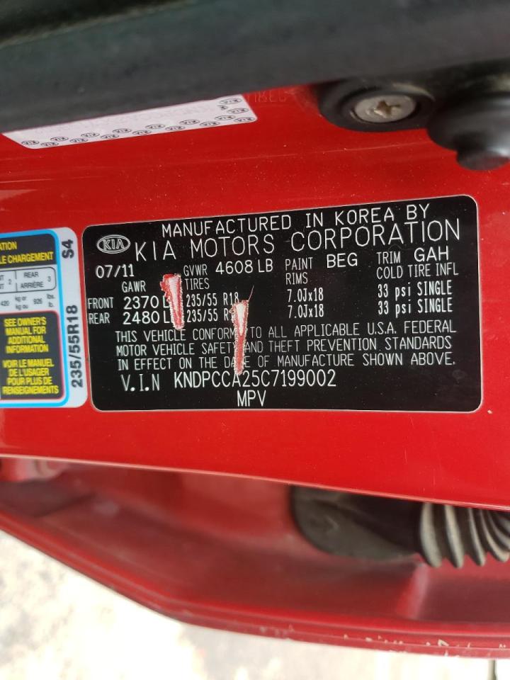 Photo 10 from auction – 2012 KIA SPORTAGE E with VIN KNDPCCA25C7199002