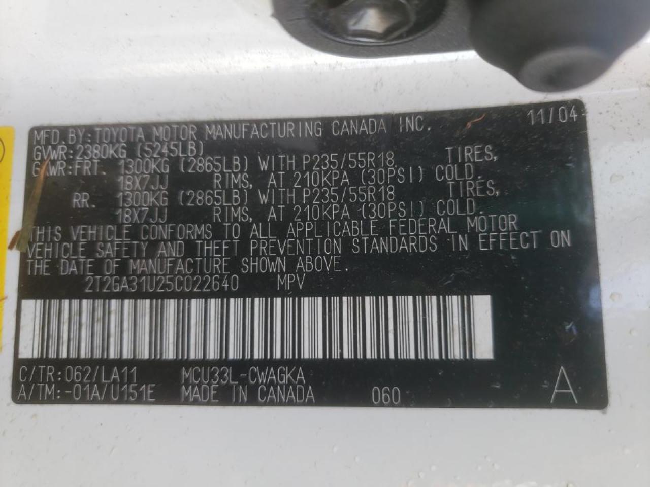 Photo 10 from auction – 2005 LEXUS RX 330 with VIN 2T2GA31U25C022640