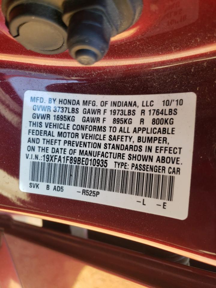 Photo 10 from auction – 2011 HONDA CIVIC EX with VIN 19XFA1F89BE010935