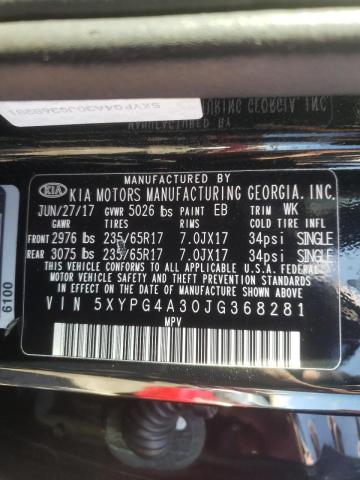 Photo 10 from auction – 2018 KIA SORENTO LX with VIN 5XYPG4A30JG368281