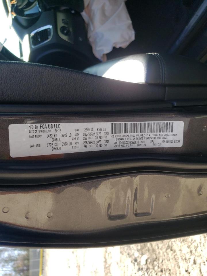 Photo 10 from auction – 2017 DODGE DURANGO GT with VIN 1C4RDJDG1HC629818