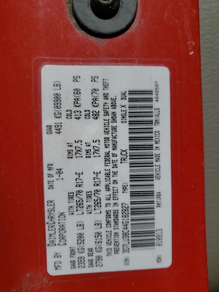 Photo 10 from auction – 2004 DODGE RAM 3500 S with VIN 3D7LU38C44G182827