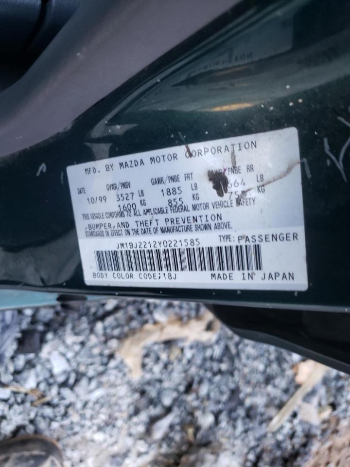 Photo 10 from auction – 2000 MAZDA PROTEGE ES with VIN JM1BJ2212Y0221585