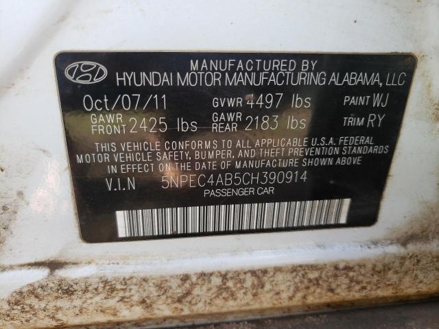 Photo 10 from auction – 2012 HYUNDAI SONATA SE with VIN 5NPEC4AB5CH390914