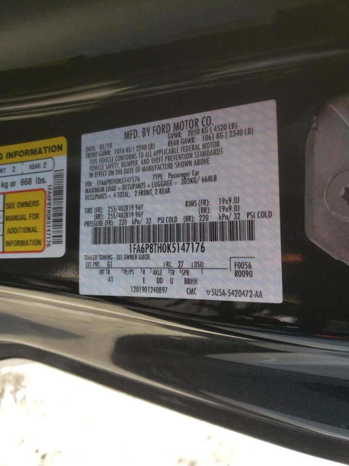 Photo 10 from auction – 2019 FORD MUSTANG with VIN 1FA6P8TH0K5147176