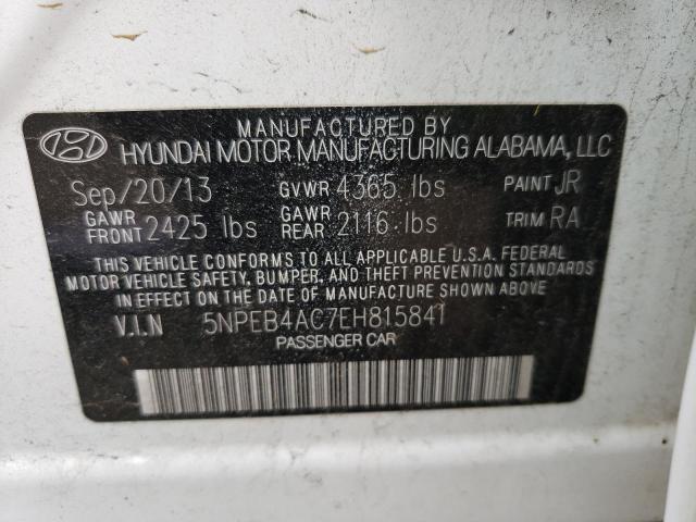 Photo 10 from auction – 2014 HYUNDAI SONATA GLS with VIN 5NPEB4AC7EH815841