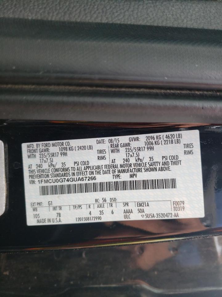 Photo 10 from auction – 2016 FORD ESCAPE SE with VIN 1FMCU0G74GUA67266