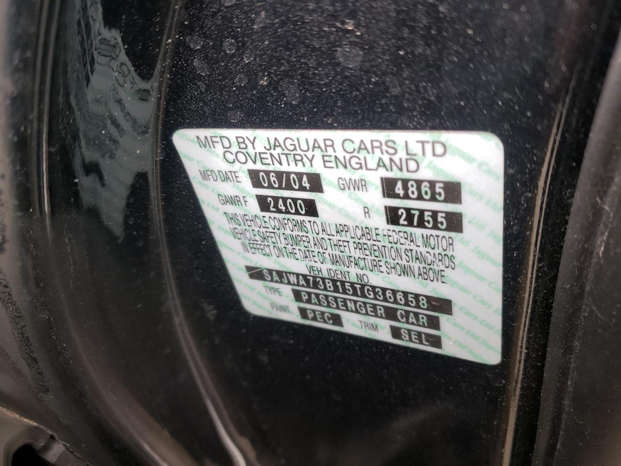 Photo 10 from auction – 2005 JAGUAR XJR with VIN SAJWA73B15TG36658