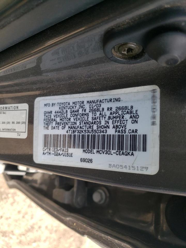 Photo 10 from auction – 2003 TOYOTA CAMRY LE with VIN 4T1BF32K53U550343
