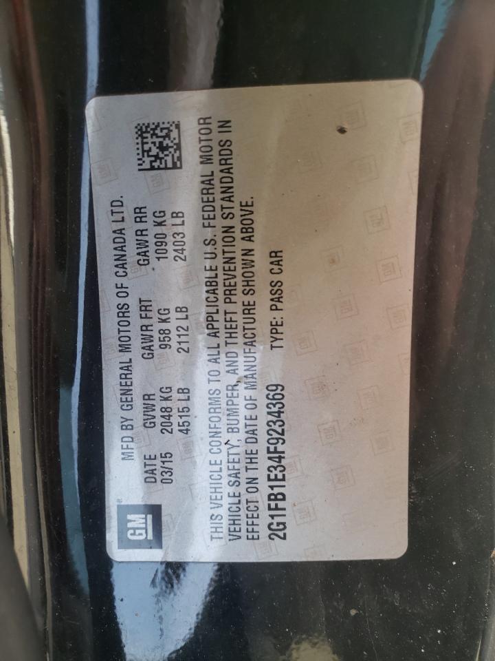 Photo 10 from auction – 2015 CHEVROLET CAMARO LS with VIN 2G1FB1E34F9234369