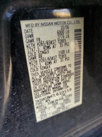 Photo 10 from auction – 2007 NISSAN PATHFINDER with VIN 5N1AR18W47C610559
