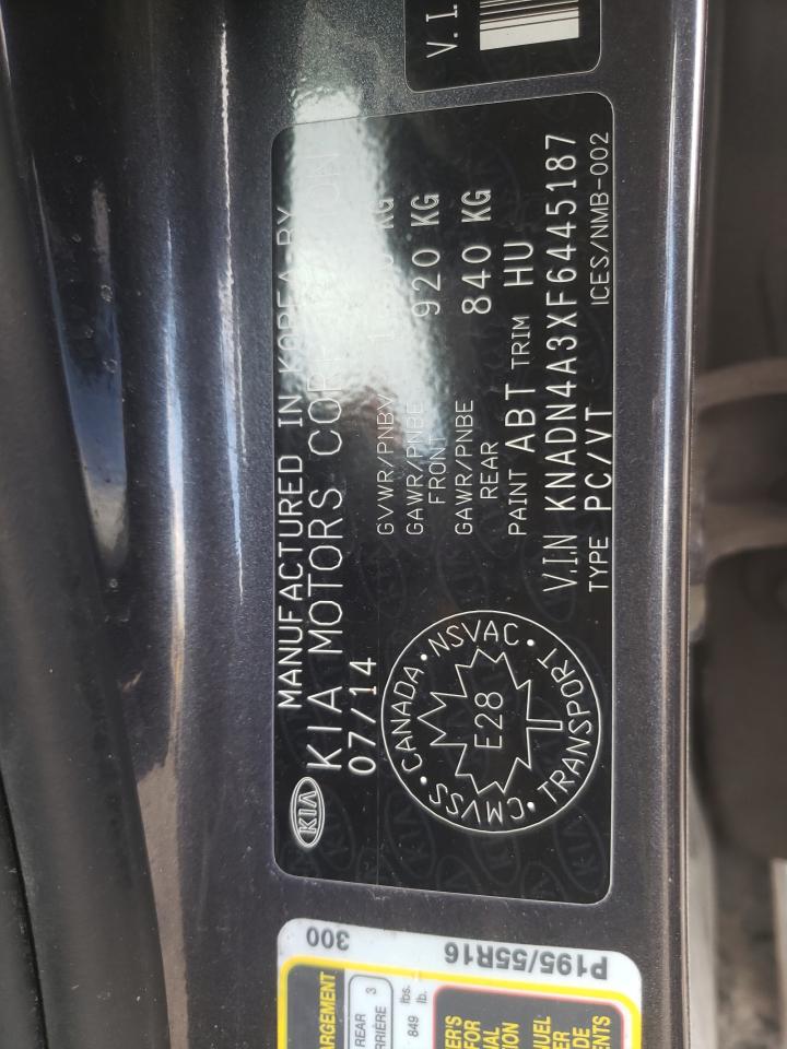 Photo 10 from auction – 2015 KIA RIO EX with VIN KNADN4A3XF6445187