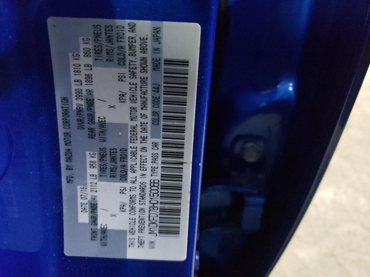 Photo 10 from auction – 2017 MAZDA CX-3 GRAND with VIN JM1DKFD78H0150066