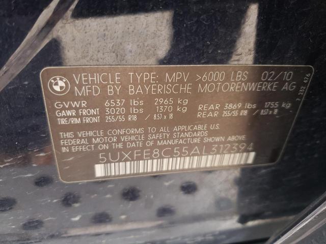 Photo 10 from auction – 2010 BMW X5 XDRIVE4 with VIN 5UXFE8C55AL312394