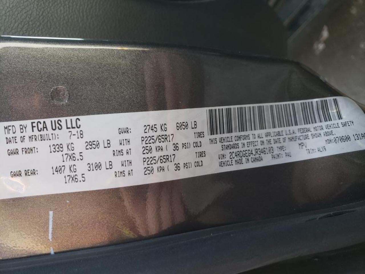 Photo 10 from auction – 2018 DODGE GRAND CARA with VIN 2C4RDGEG4JR346103