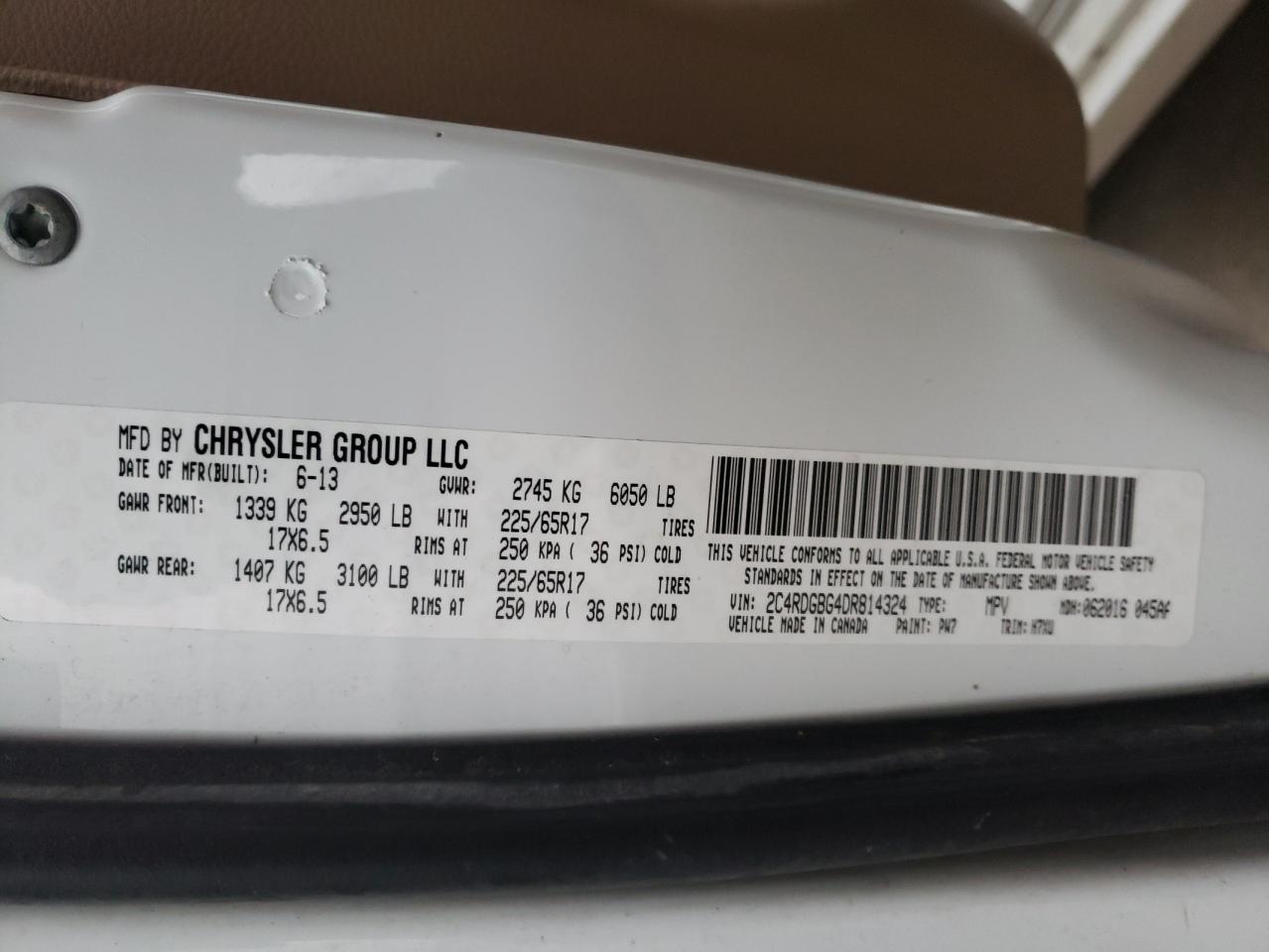 Photo 10 from auction – 2013 DODGE GRAND CARA with VIN 2C4RDGBG4DR814324