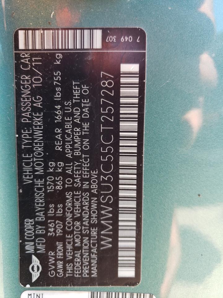 Photo 10 from auction – 2012 MINI COOPER with VIN WMWSU3C55CT257287