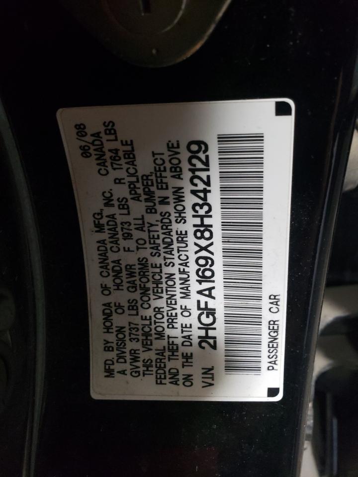 Photo 10 from auction – 2008 HONDA CIVIC with VIN 2HGFA169X8H342129