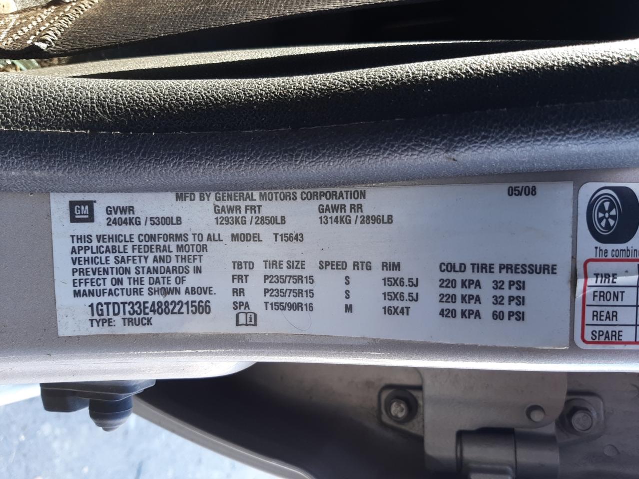 Photo 10 from auction – 2008 GMC CANYON with VIN 1GTDT33E488221566
