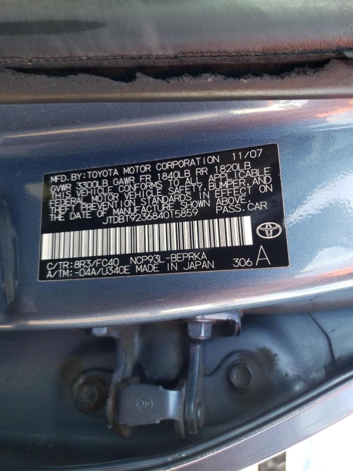 Photo 10 from auction – 2008 TOYOTA YARIS with VIN JTDBT923684015859