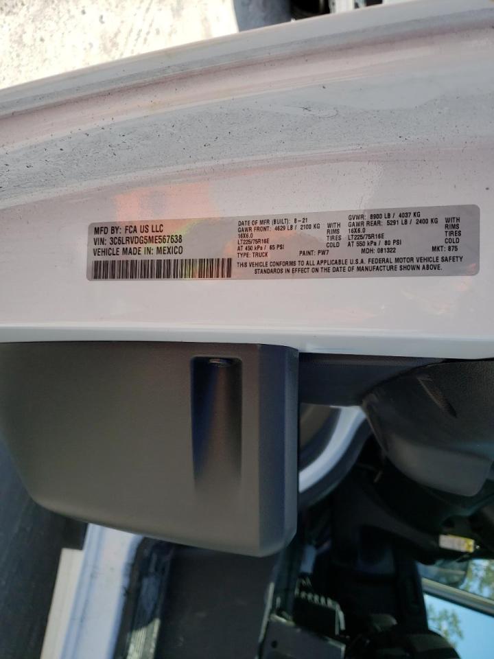 Photo 10 from auction – 2021 RAM PROMASTER with VIN 3C6LRVDG5ME567638