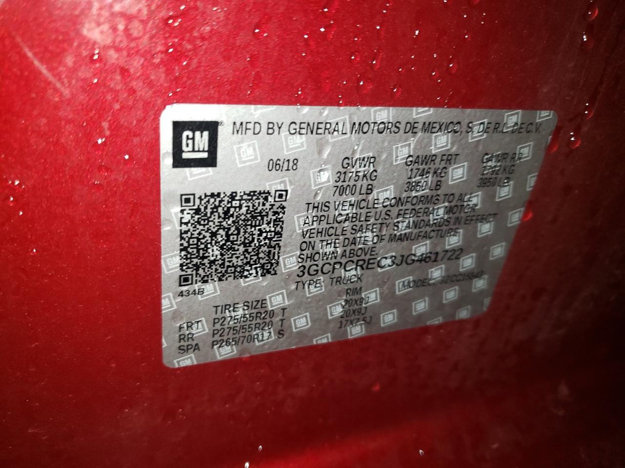 Photo 10 from auction – 2018 CHEVROLET SILVERADO with VIN 3GCPCREC3JG461722