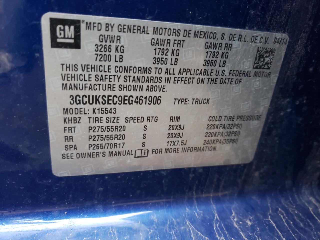 Photo 10 from auction – 2014 CHEVROLET 1500 SILVE with VIN 3GCUKSEC9EG461906