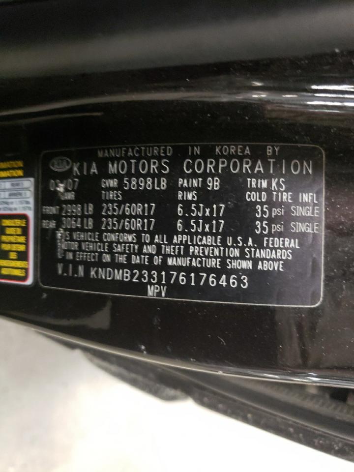 Photo 10 from auction – 2007 KIA SEDONA EX with VIN KNDMB233176176463