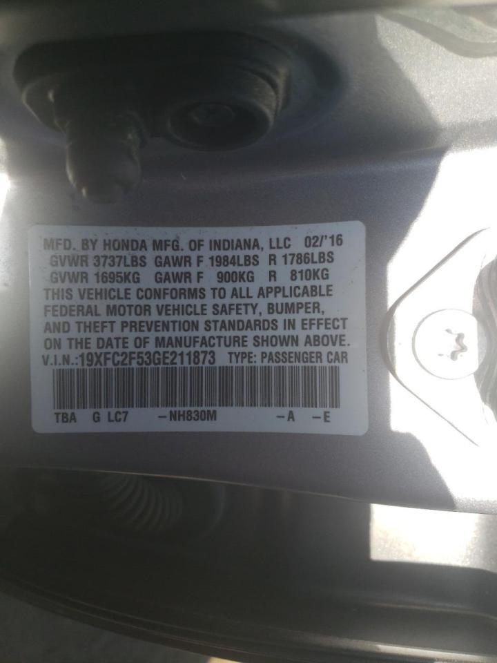 Photo 10 from auction – 2016 HONDA CIVIC LX with VIN 19XFC2F53GE211873