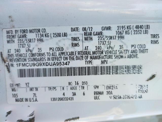 Photo 10 from auction – 2013 FORD ESCAPE SE with VIN 1FMCU9G9XDUA95347