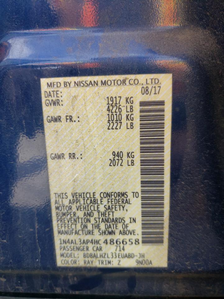 Photo 10 from auction – 2017 NISSAN ALTIMA 2.5 with VIN 1N4AL3AP4HC486658