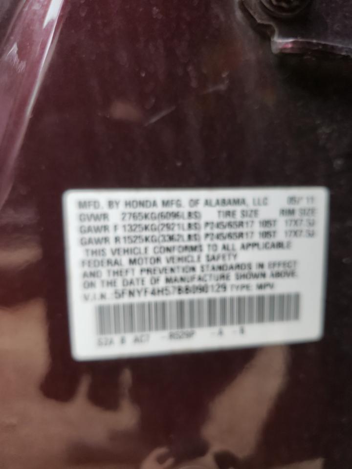 Photo 10 from auction – 2011 HONDA PILOT EXL with VIN 5FNYF4H57BB090129