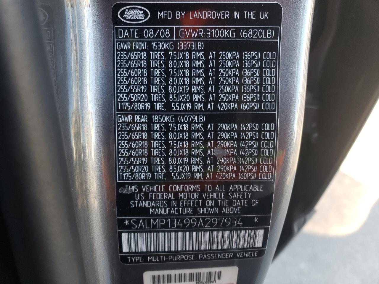 Zdjęcie 10 z aukcji – 2009 LAND ROVER RANGE ROVE z VIN SALMP13499A297934