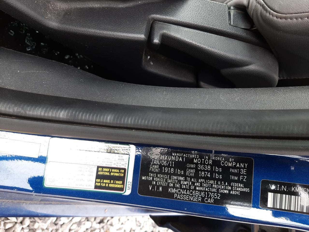 Photo 10 from auction – 2011 HYUNDAI ACCENT GLS with VIN KMHCN4AC6BU617652