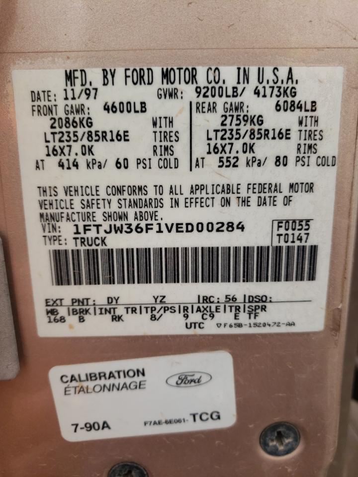 Photo 10 from auction – 1997 FORD F350 with VIN 1FTJW36F1VED00284