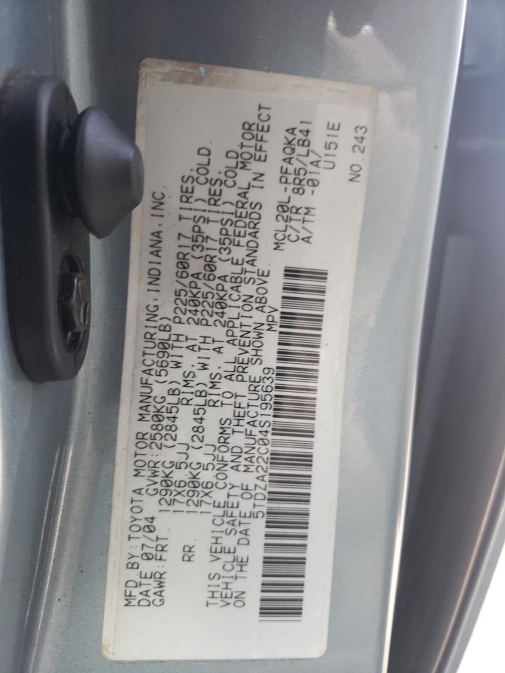 Photo 10 from auction – 2004 TOYOTA SIENNA XLE with VIN 5TDZA22C04S195639