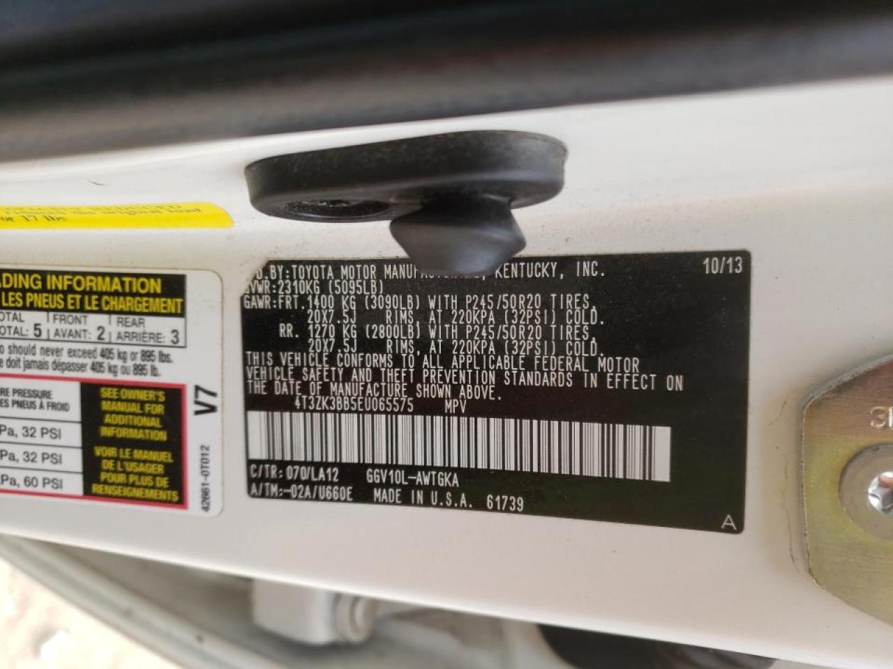 Photo 10 from auction – 2014 TOYOTA VENZA LE with VIN 4T3ZK3BB5EU065575