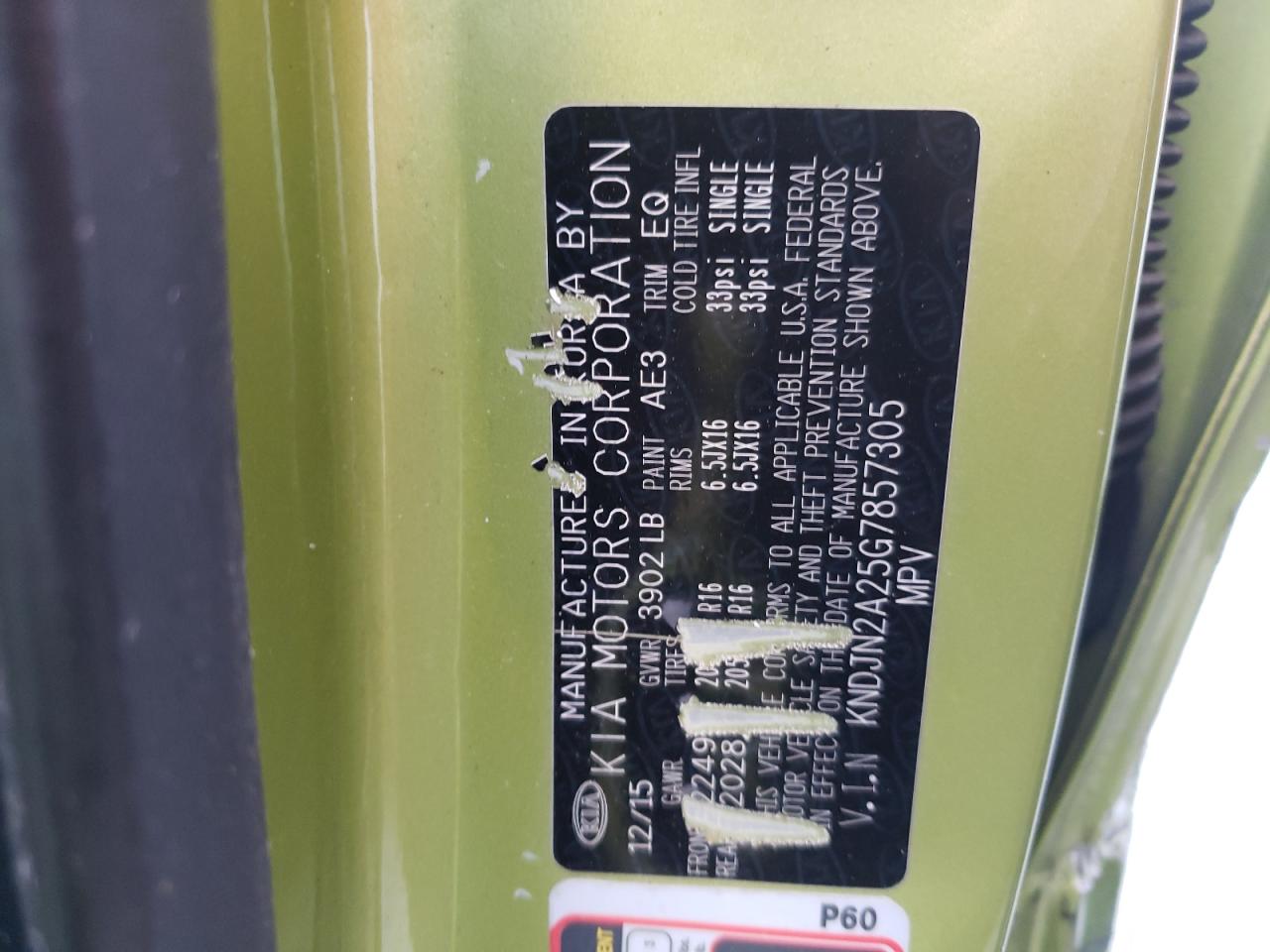 Photo 10 from auction – 2016 KIA SOUL with VIN KNDJN2A25G7857305