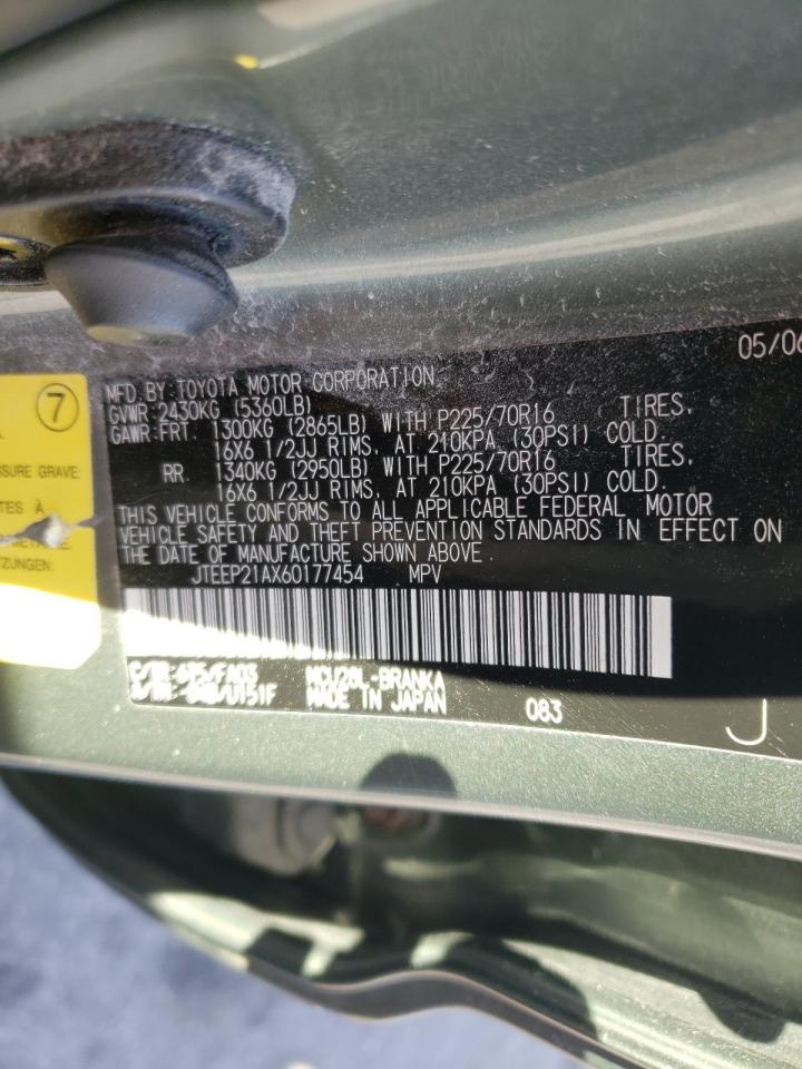 Zdjęcie 10 z aukcji – 2006 TOYOTA HIGHLANDER z VIN JTEEP21AX60177454