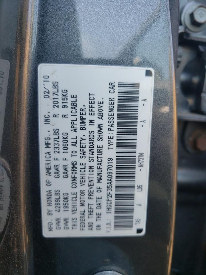 Photo 10 from auction – 2010 HONDA ACCORD LX with VIN 1HGCP2F35AA097019