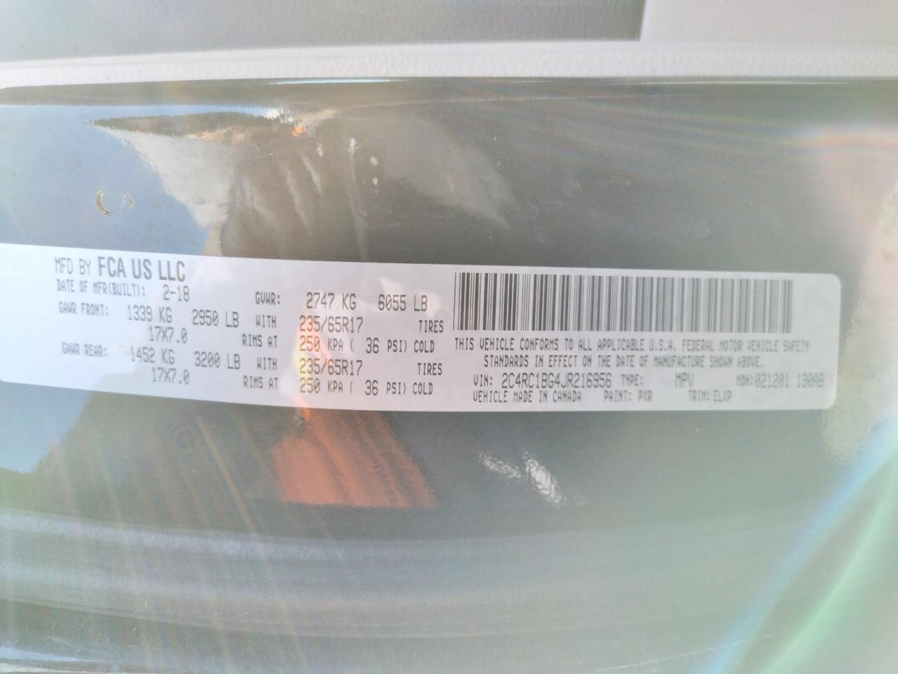 صورة رقم 10 من المزاد - 2018 CHRYSLER PACIFICA T مع VIN 2C4RC1BG4JR216956
