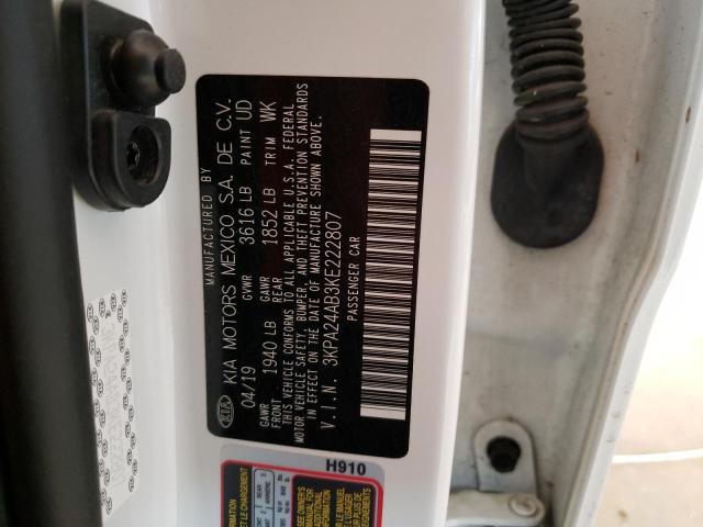 Photo 10 from auction – 2019 KIA RIO S with VIN 3KPA24AB3KE222807